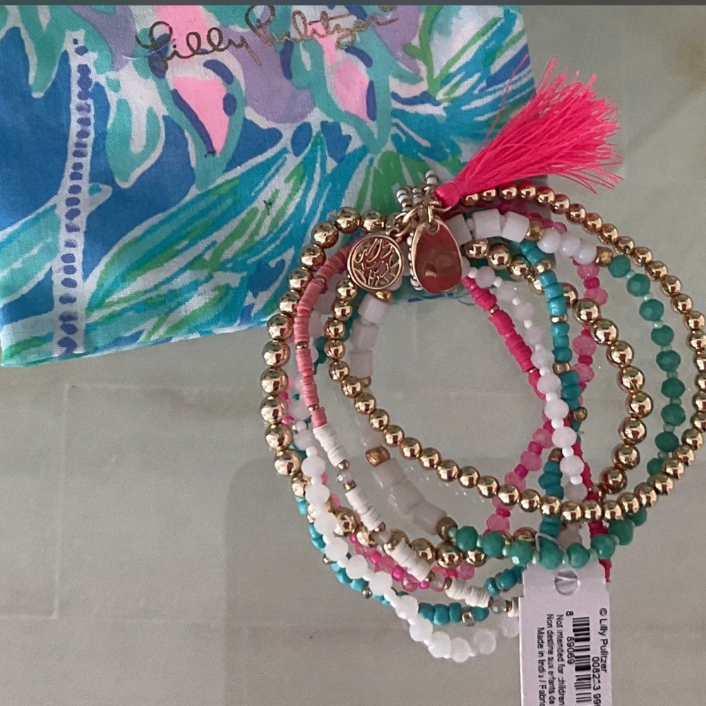 Lilly Pulitzer multi bracelet with tassel, new in pouch